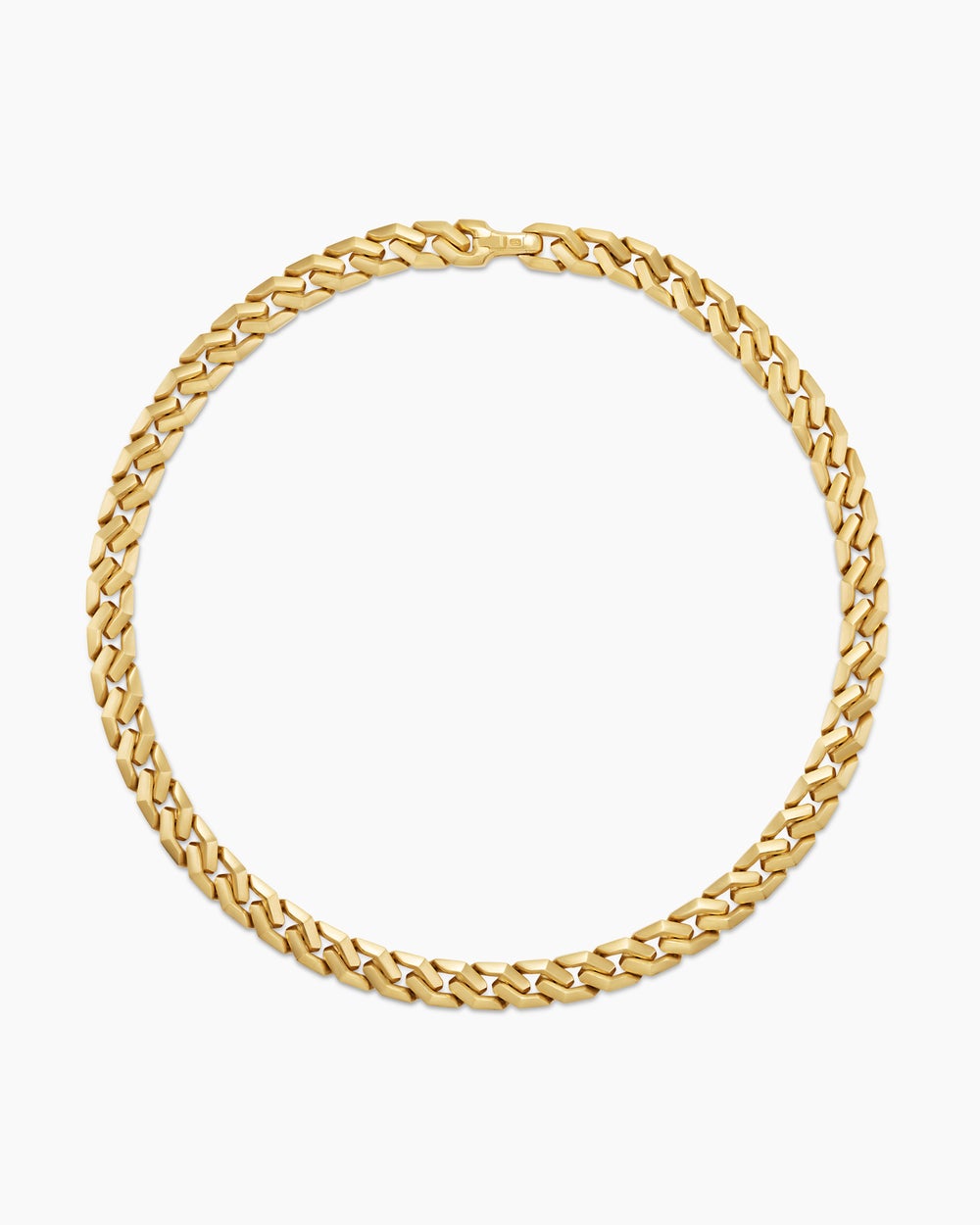 Mens Curb Chain Angular Link Necklace in 18K Yellow Gold, 11mm