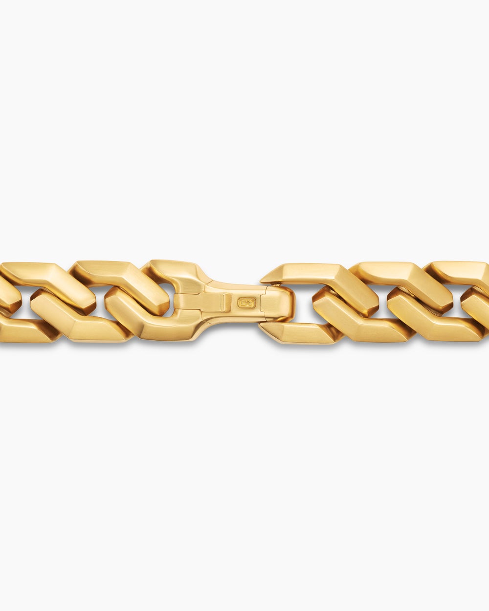 Mens Curb Chain Angular Link Necklace in 18K Yellow Gold, 11mm