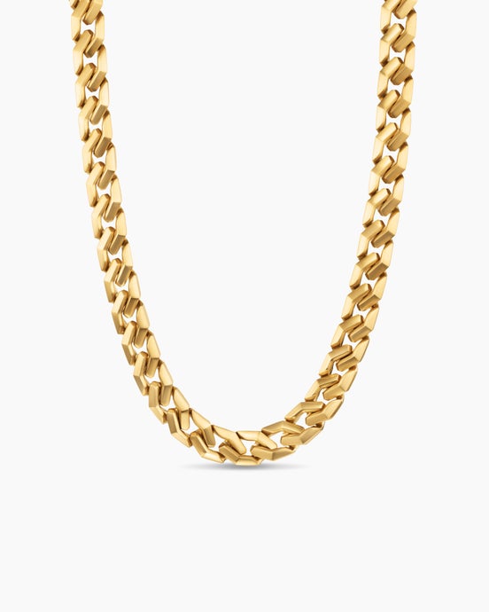 Curb Chain Angular Link Necklace in 18K Yellow Gold, 11mm