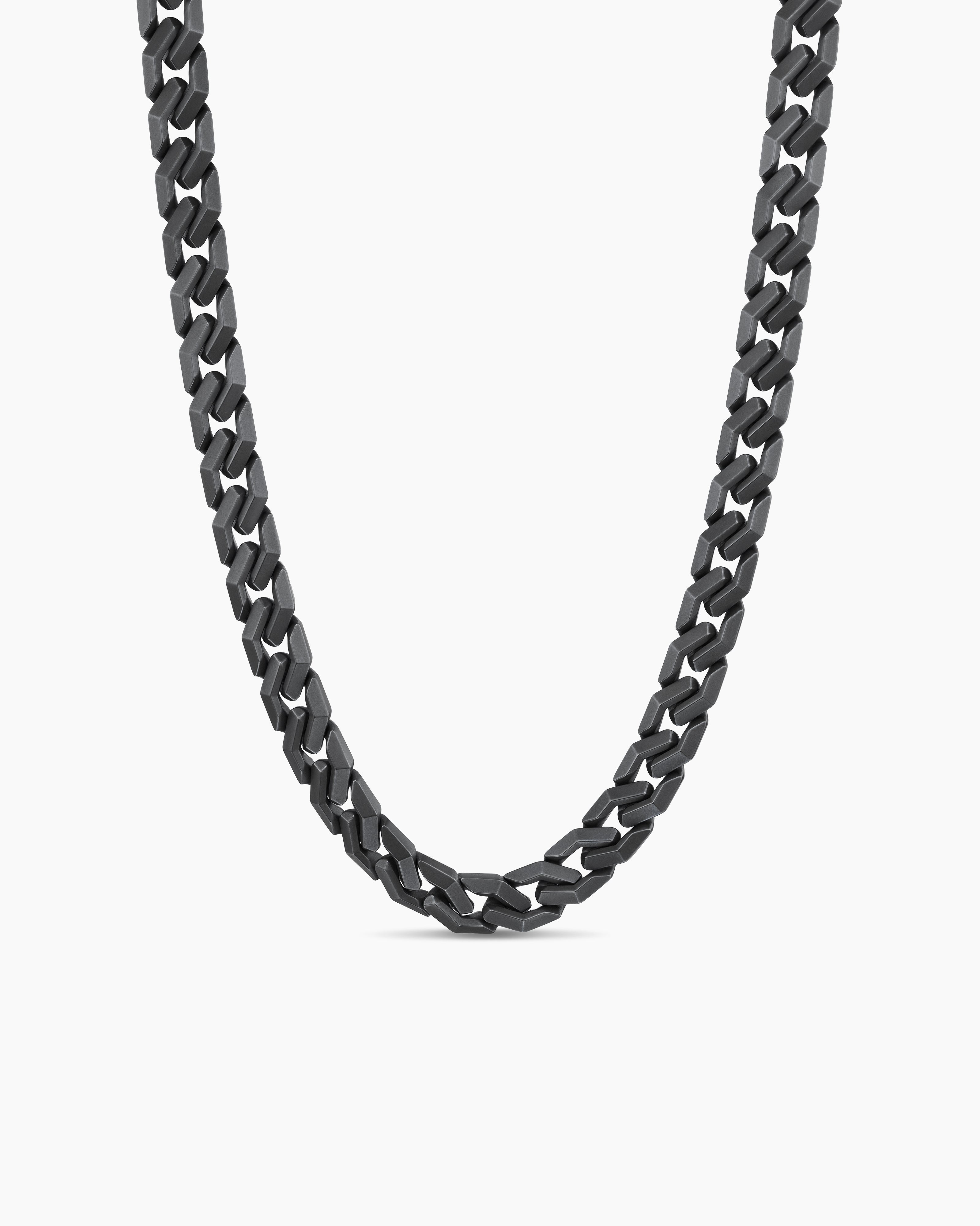 Mens Curb Chain Angular Link Necklace in Black Titanium, 11mm