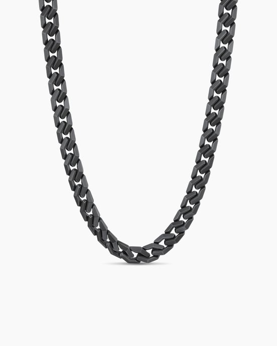 Curb Chain Angular Link Necklace in Black Titanium, 11mm