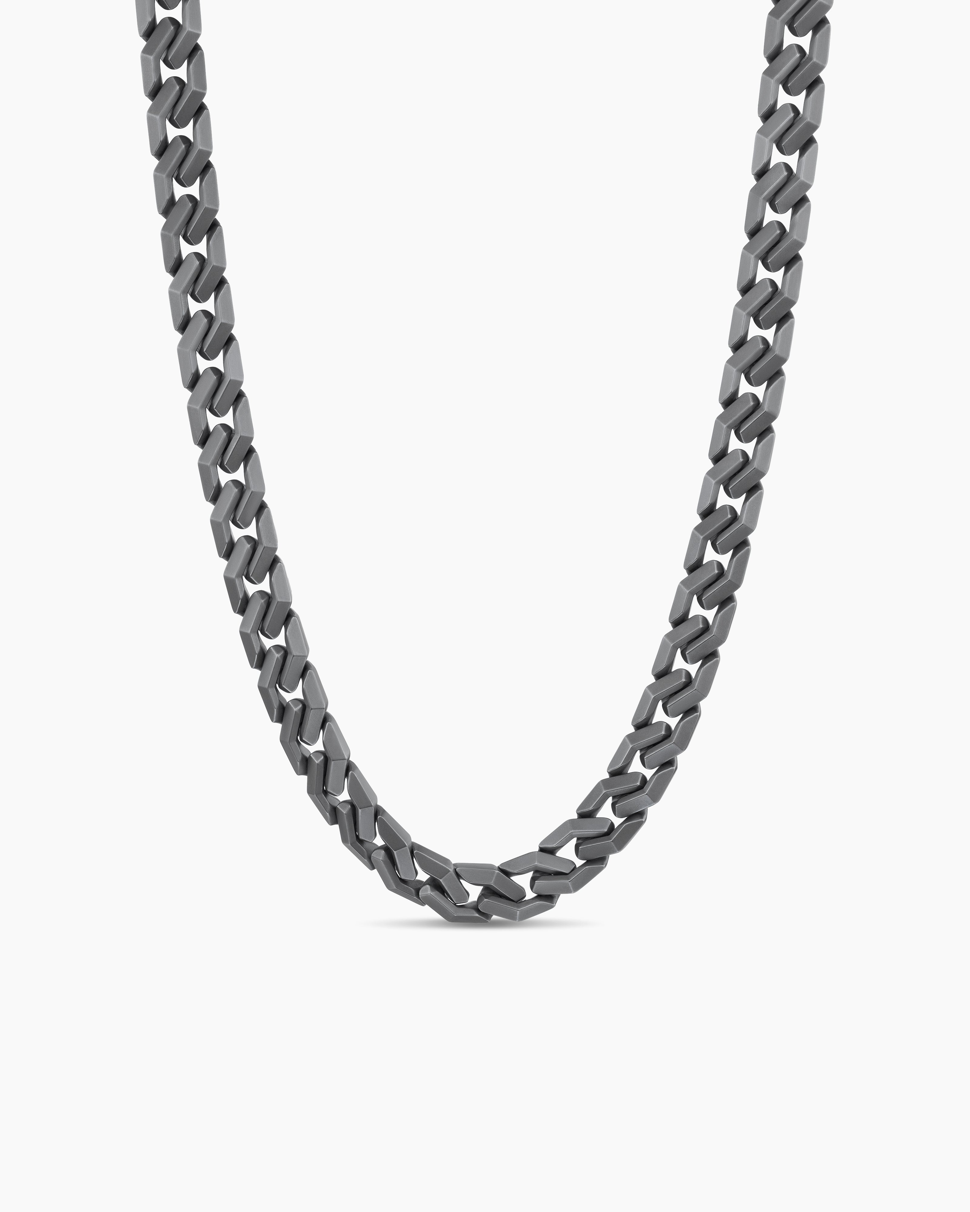 Mens Curb Chain Angular Link Necklace in Anthracite Titanium, 11mm