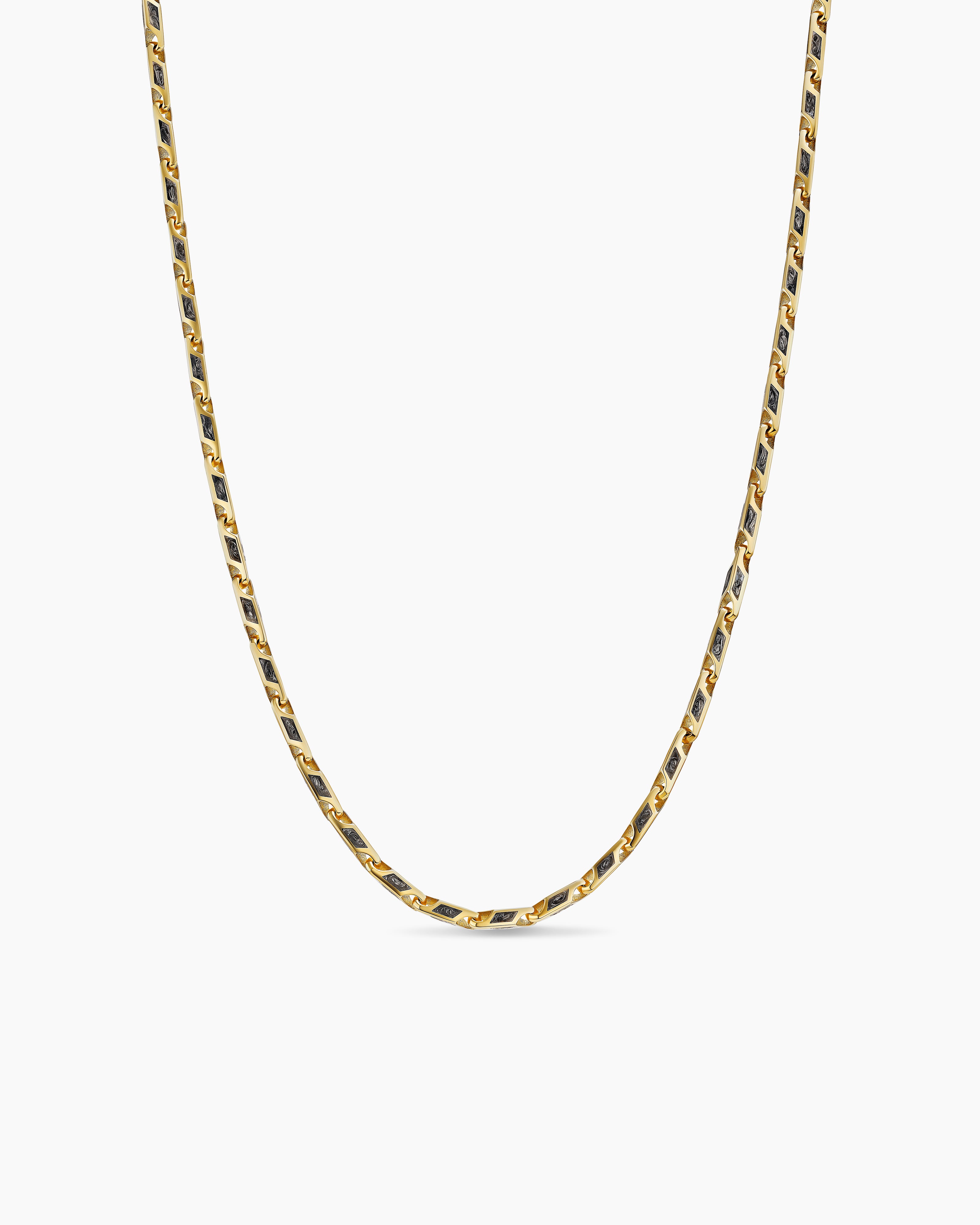 Mens Streamline Faceted Chain Necklace in 18K Yellow Gold, 4.3mm
