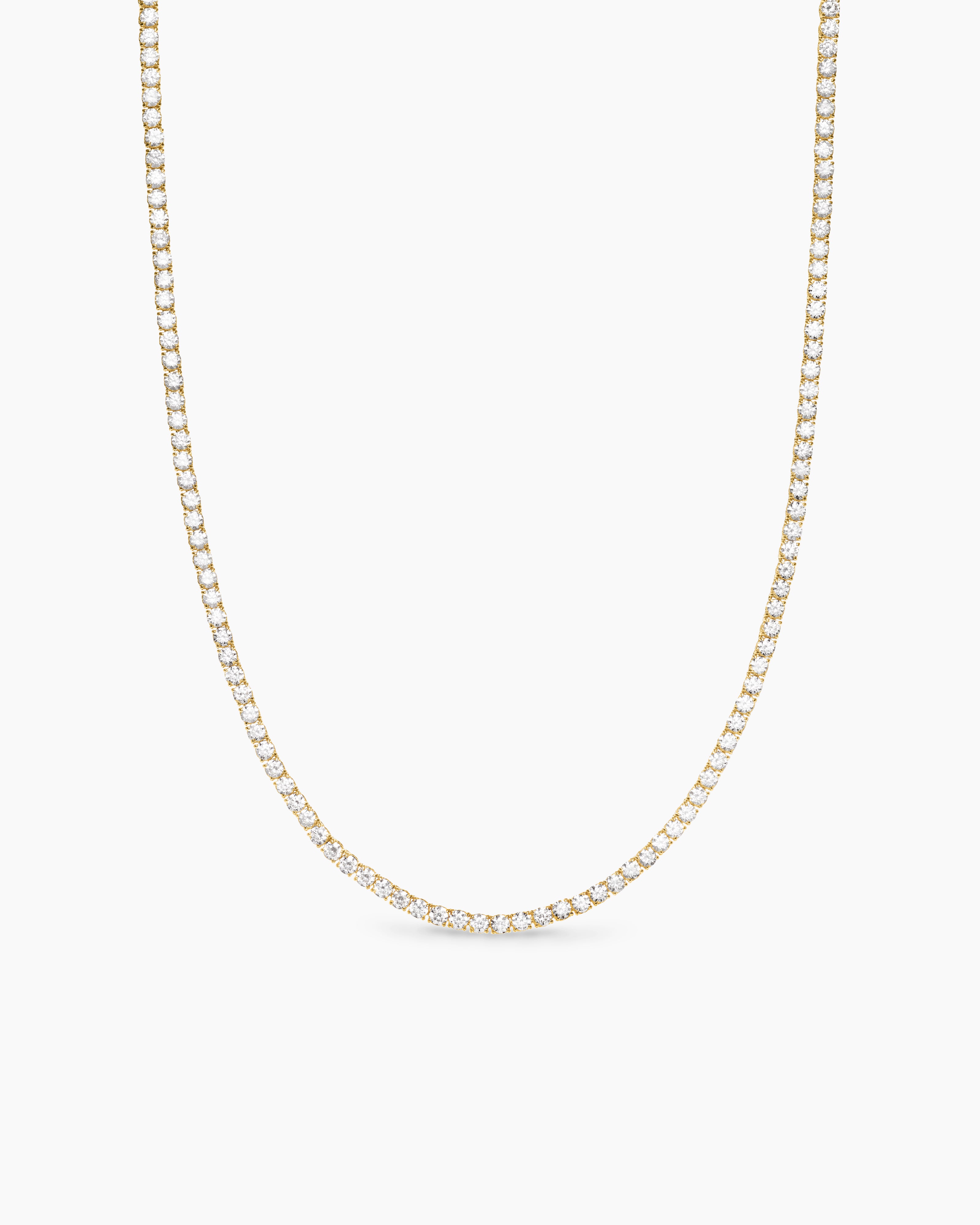 Mens Tennis Necklace in 18K Yellow Gold, 3mm