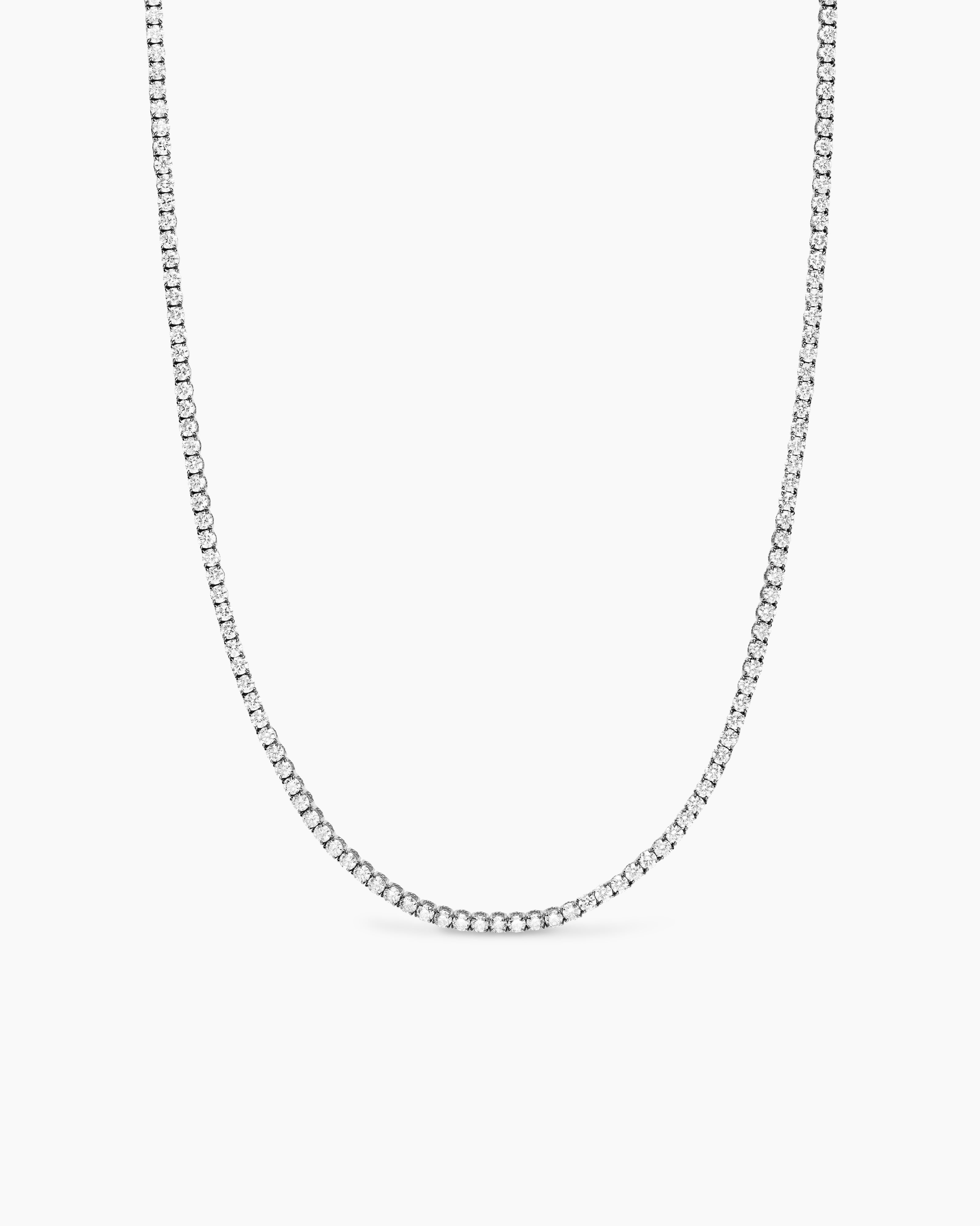 Mens Tennis Necklace in 18K White Gold, 3mm