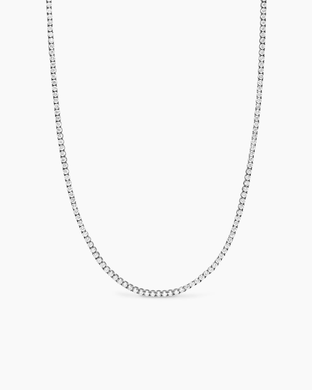 Mens Tennis Necklace in 18K White Gold, 3mm