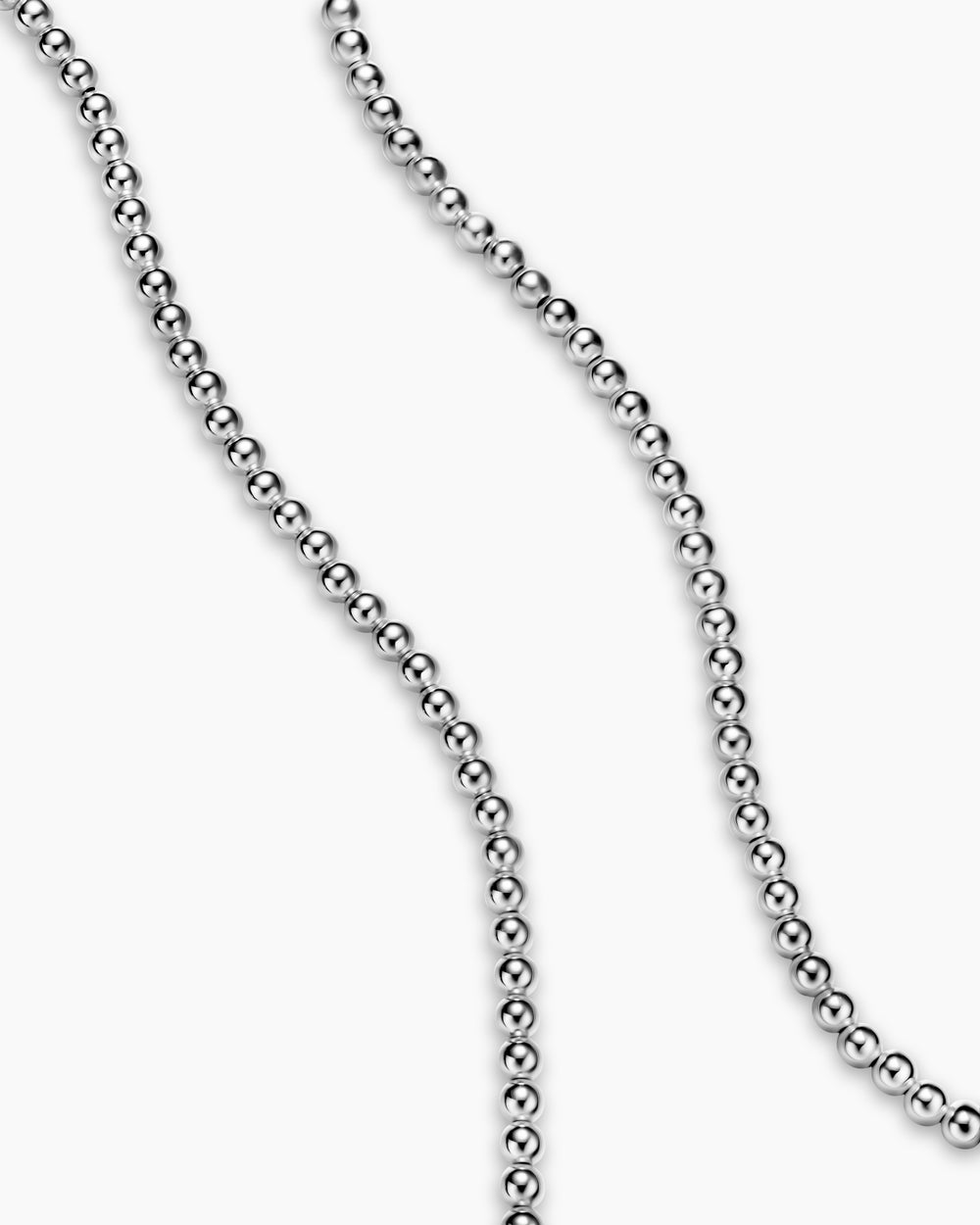 Mens Spiritual Beads Metal Bead Necklace in Sterling Silver, 4mm