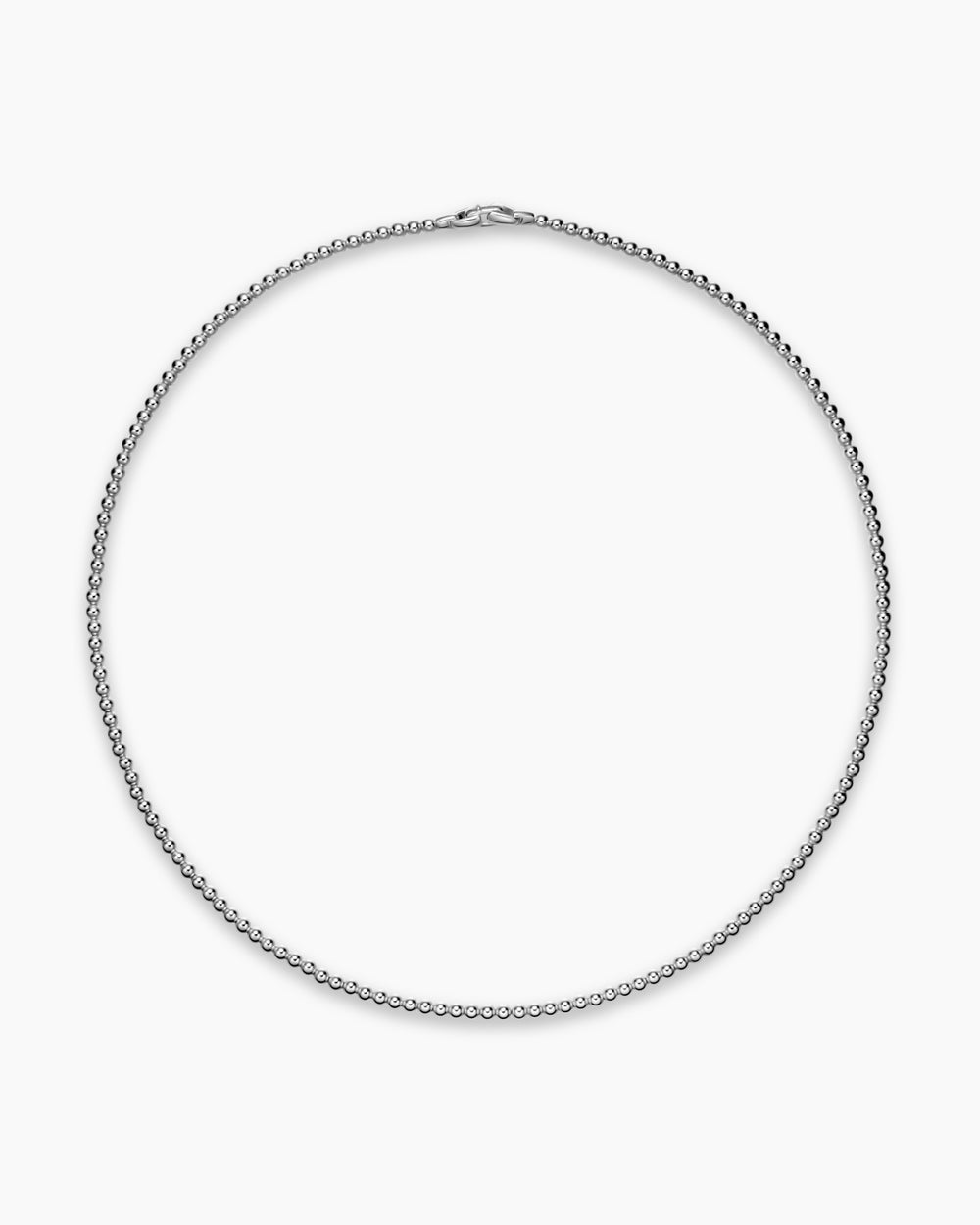 Mens Spiritual Beads Metal Bead Necklace in Sterling Silver, 4mm