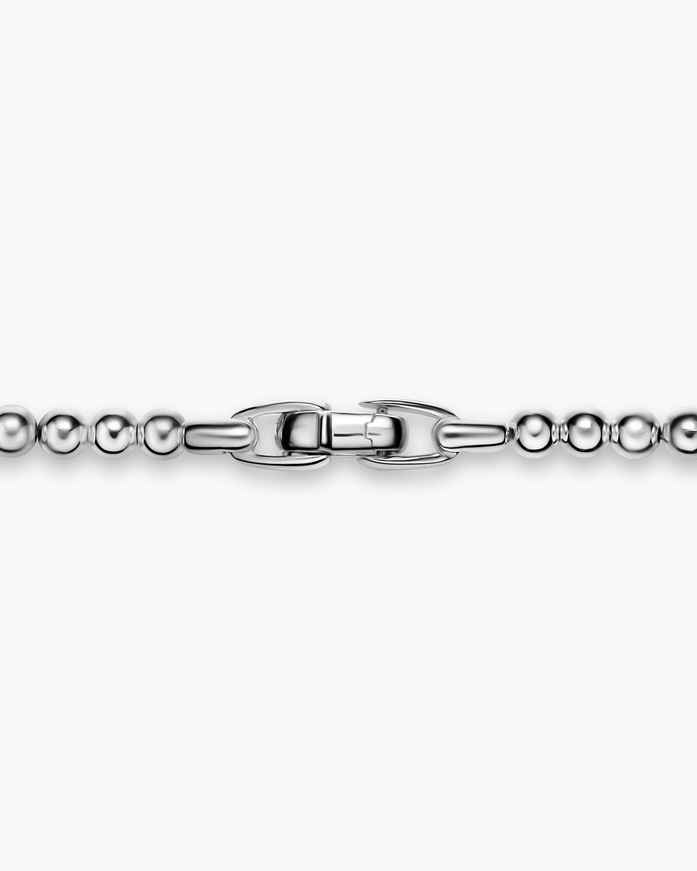 Mens Spiritual Beads Metal Bead Necklace in Sterling Silver, 4mm