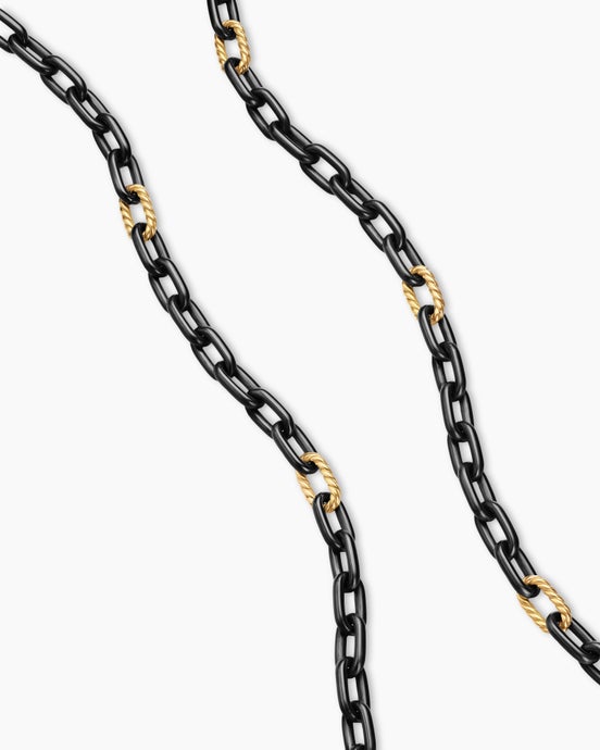Collier chaîne DY Madison® en titane noir avec or jaune 18 carats, 6 mm