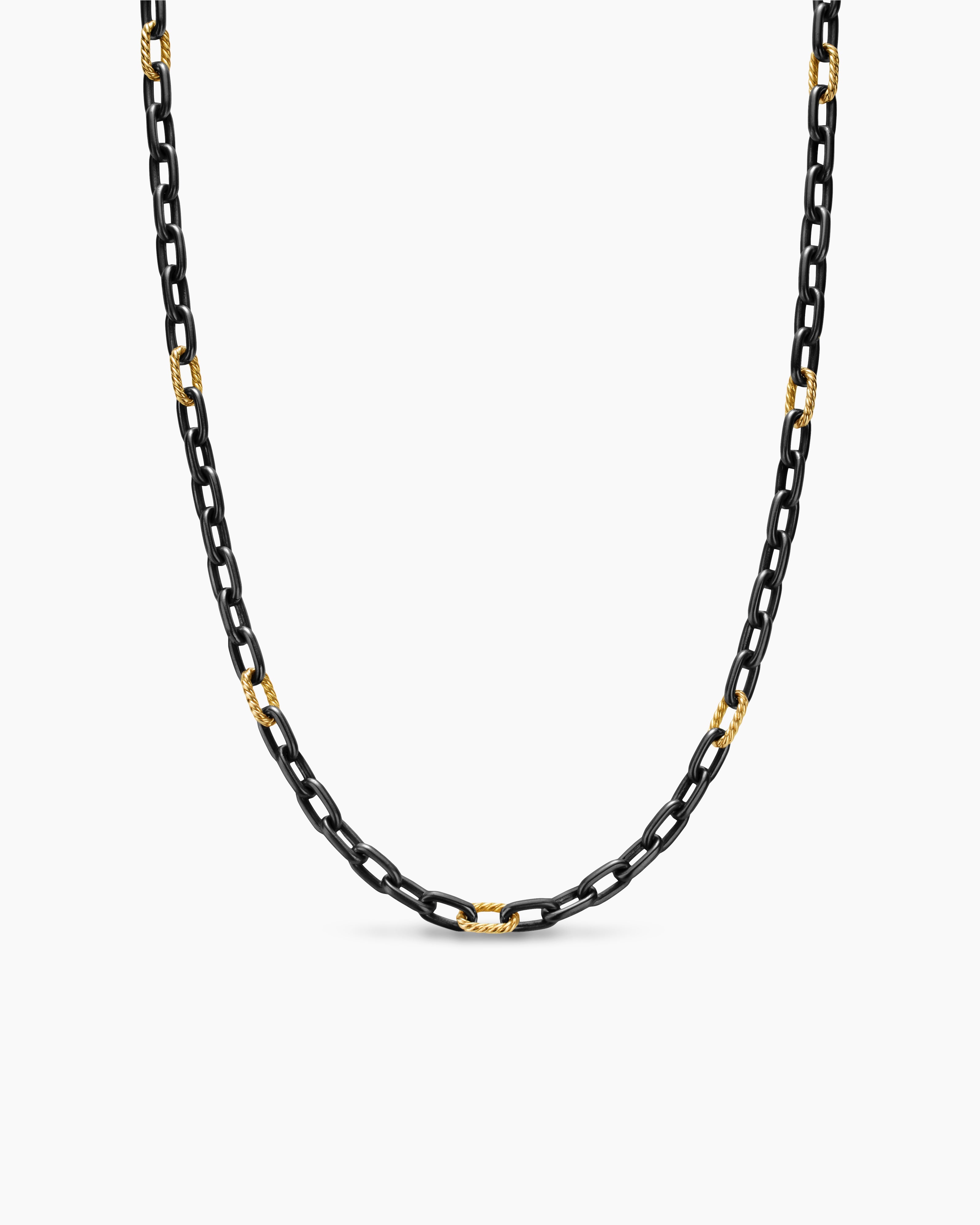 Mens DY Madison&reg; Chain Necklace in Black Titanium with 18K Yellow Gold, 6mm