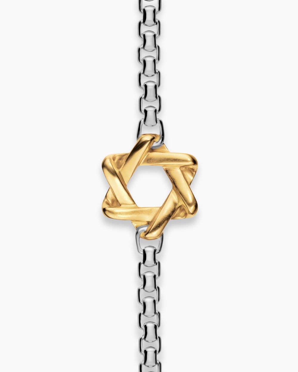 Collier à ornement Étoile de David en argent massif avec or jaune 14 carats, 3,6 mm homme