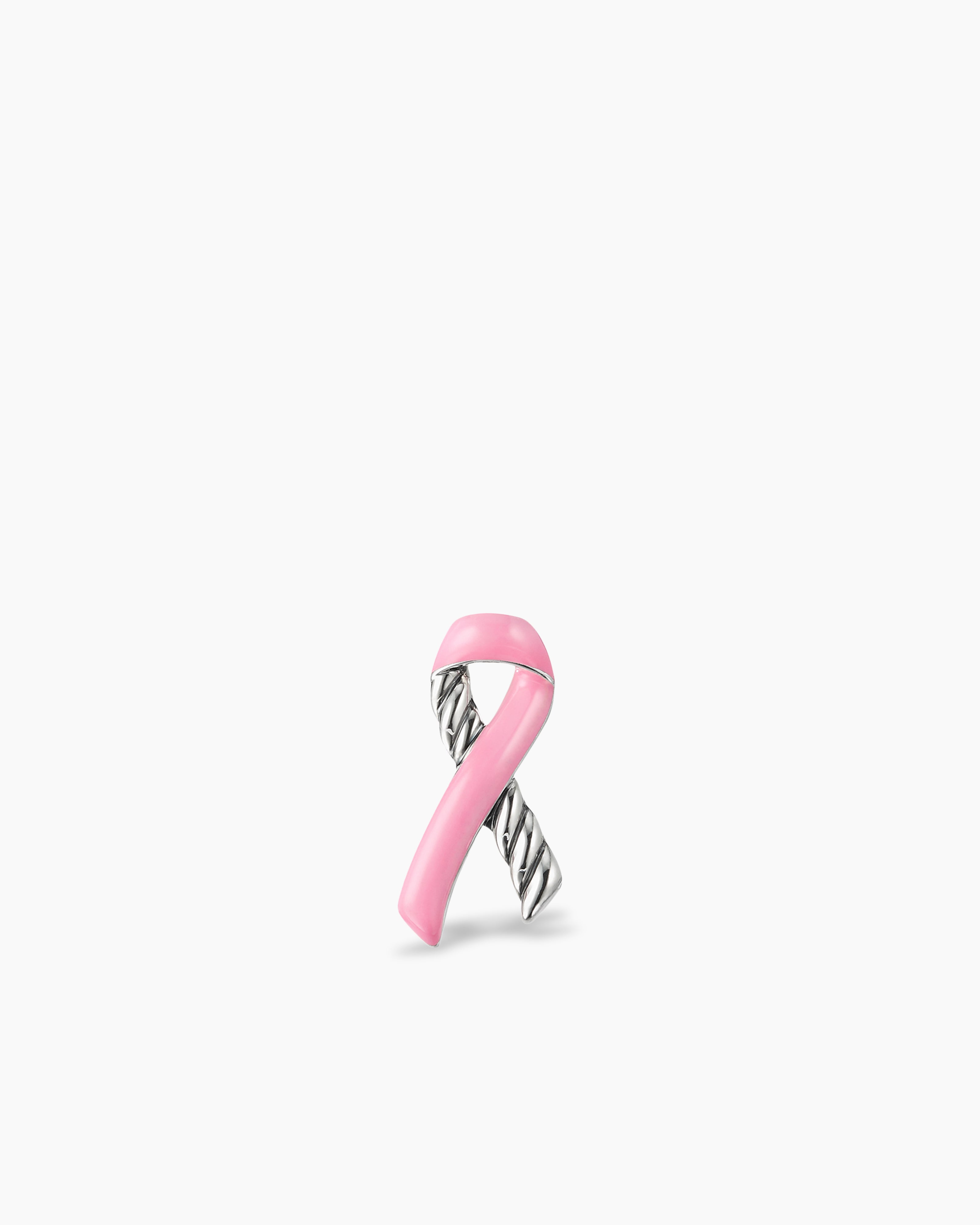 Womens Cable Collectibles&reg; Ribbon Pin in Sterling Silver with Pink Enamel, 18mm