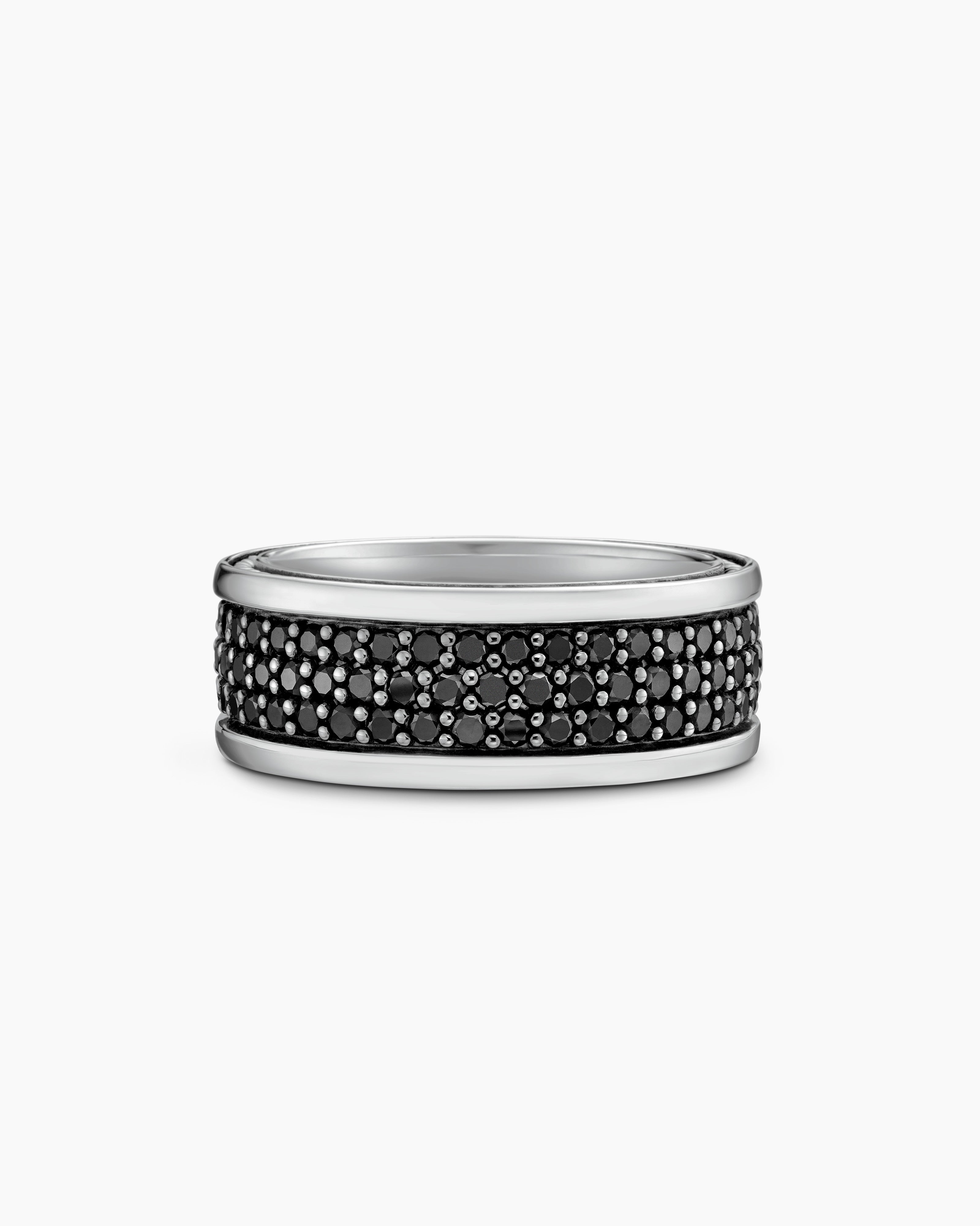 Mens Streamline Three Row Band Ring in Sterling Silver, 8.5mm