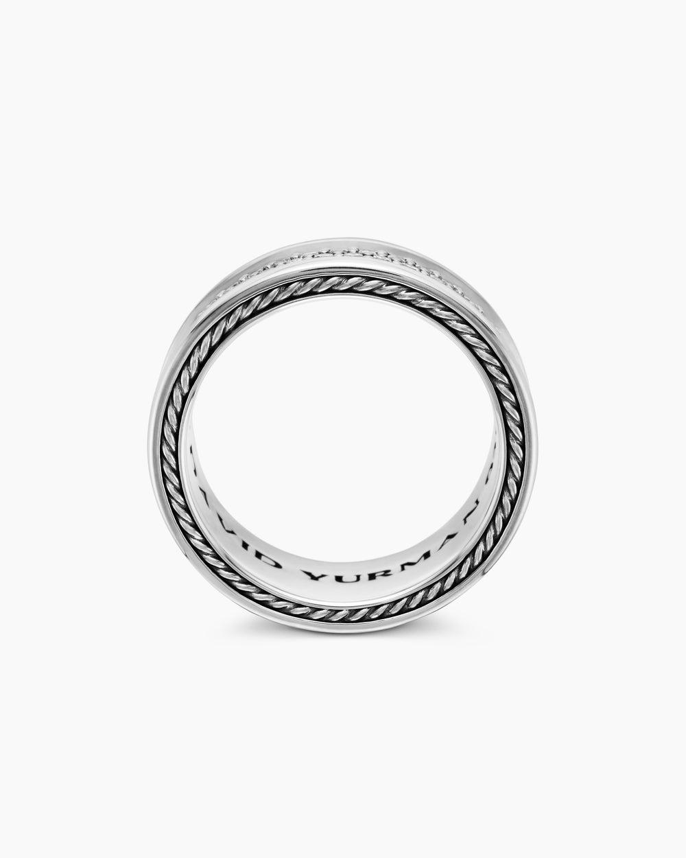 Mens Streamline Three Row Band Ring in Sterling Silver, 8.5mm