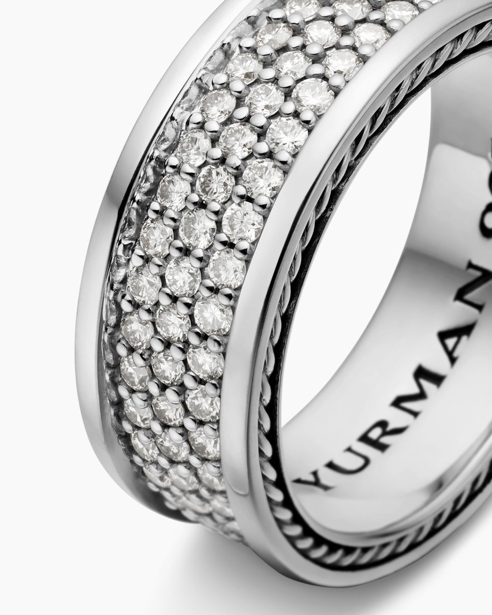 Mens Streamline Three Row Band Ring in Sterling Silver, 8.5mm