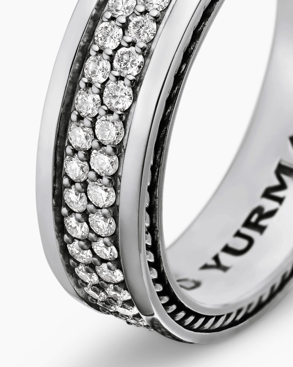 Mens Streamline Two Row Band Ring in Sterling Silver, 6.5mm