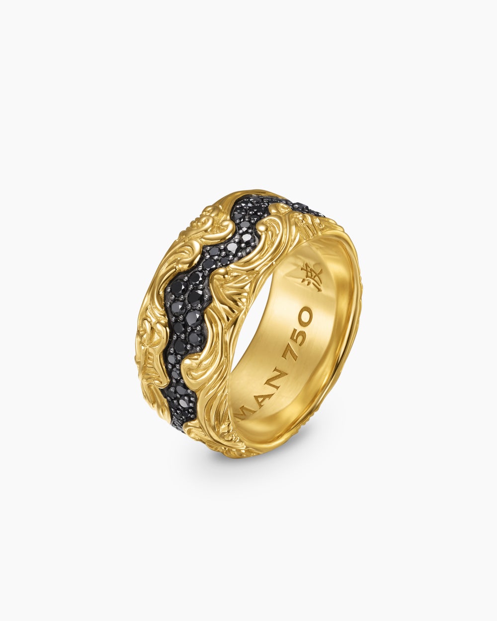 Anneau Waves en or jaune 18 carats, 10,5 mm hommes