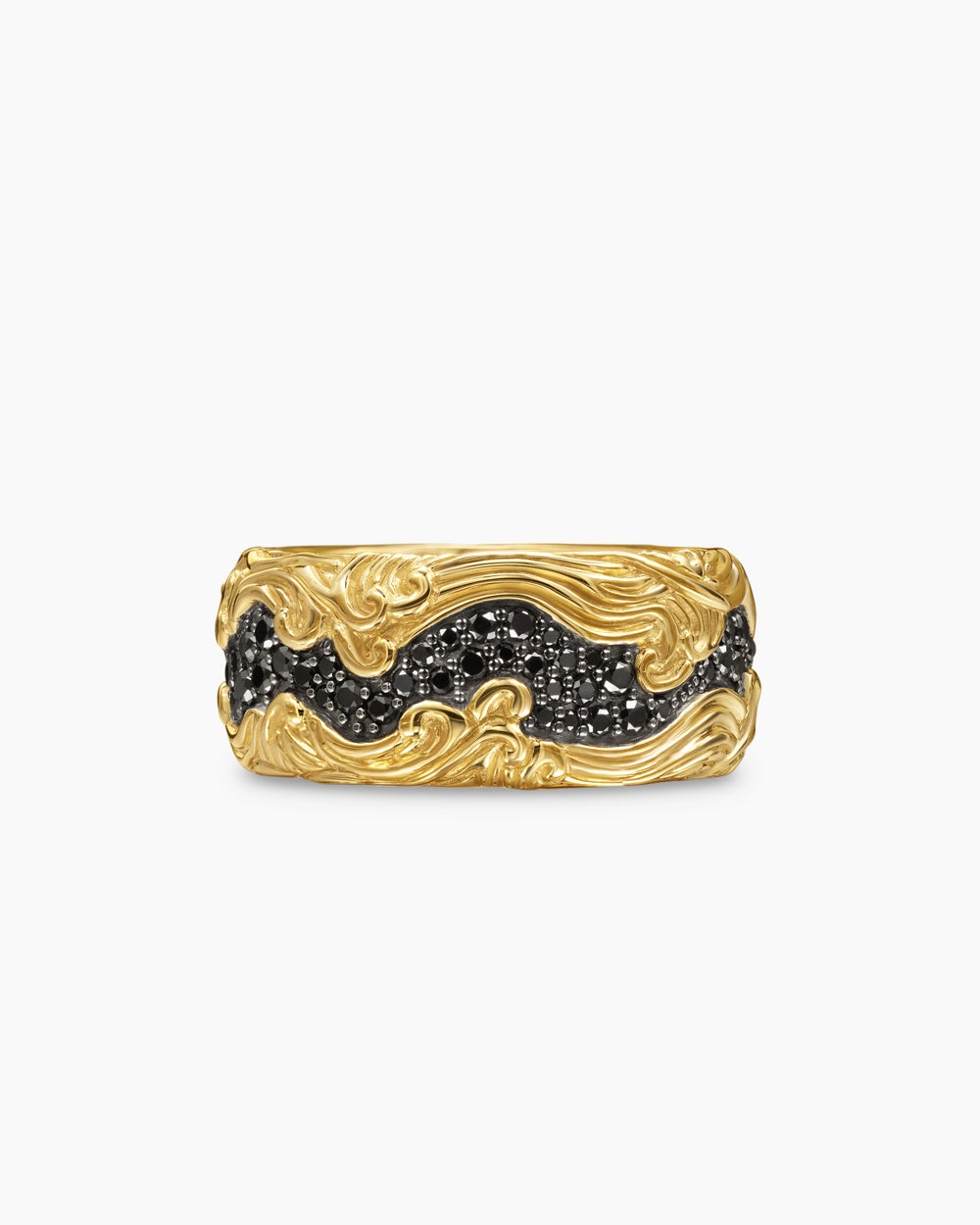 Anneau Waves en or jaune 18 carats, 10,5 mm hommes