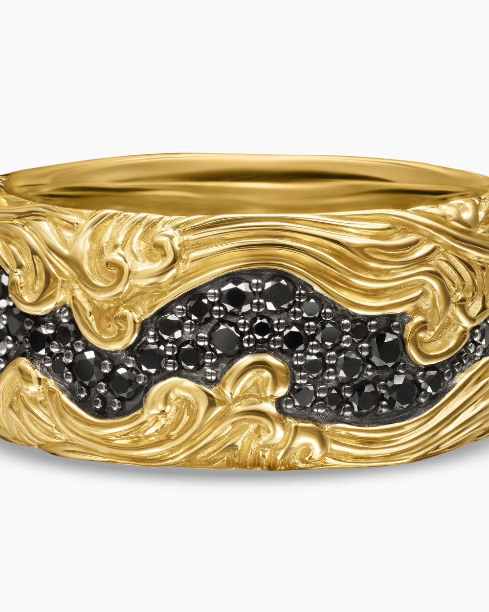 Anneau Waves en or jaune 18 carats, 10,5 mm hommes