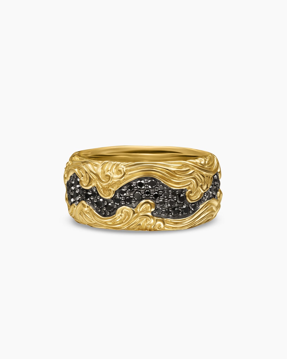 Anneau Waves en or jaune 18 carats, 10,5 mm hommes