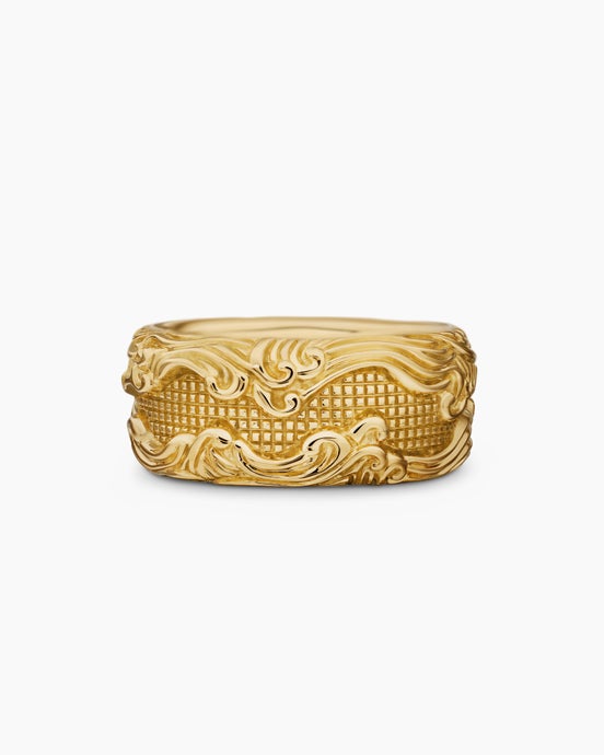 Waves Band Ring in 18ct Yellow Gold, 10.5mm