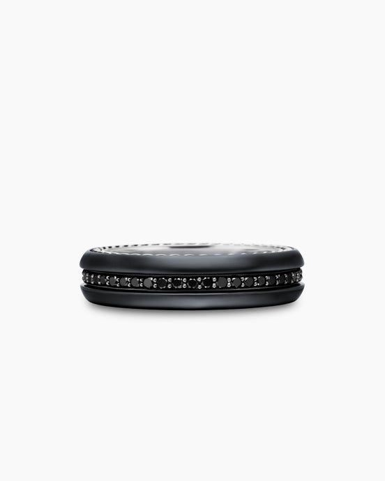 Streamline® Band Ring in Black Titanium with Black Diamonds, 6mm