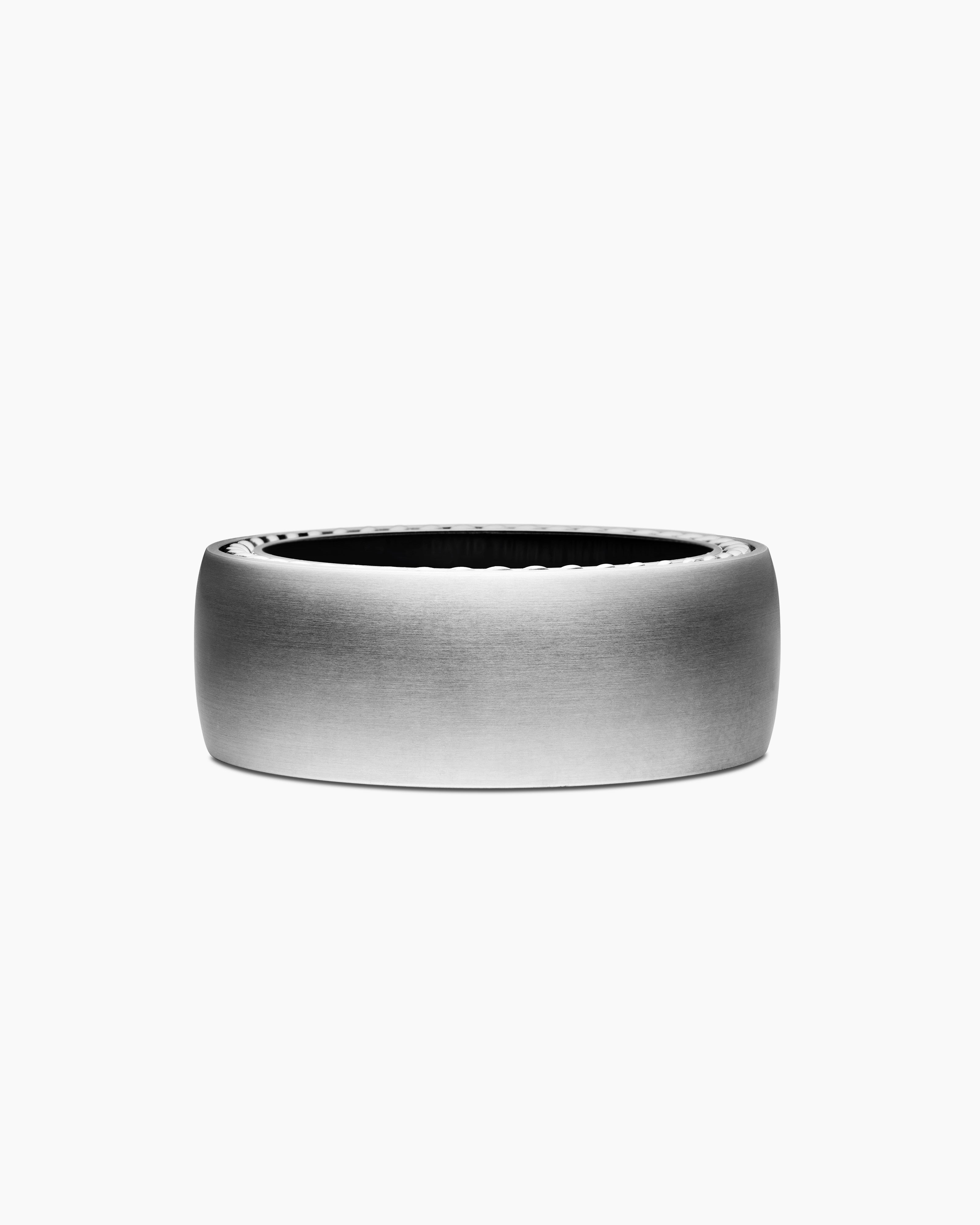 Mens Streamline Band Ring in Grey Titanium, 9mm