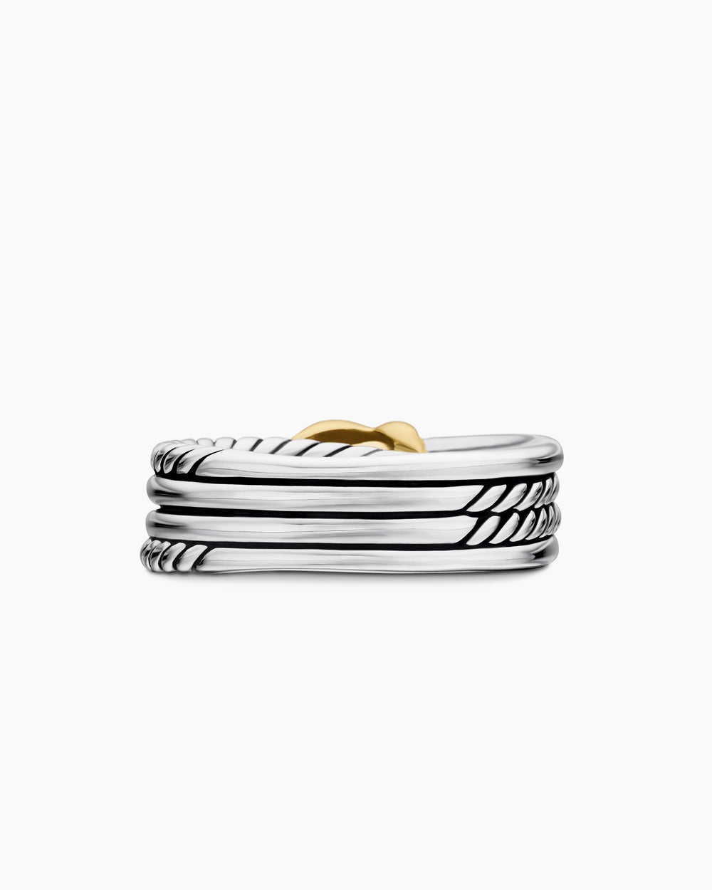 Anneau Crossover X en argent massif et or jaune 18 carats, 6 mm femmes