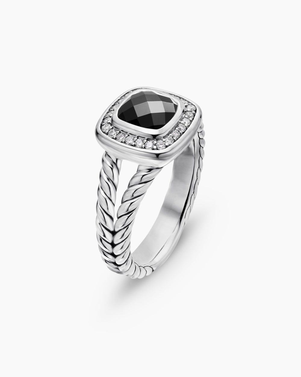 Womens Petite Albion Ring in Sterling Silver with Diamonds, 7mm