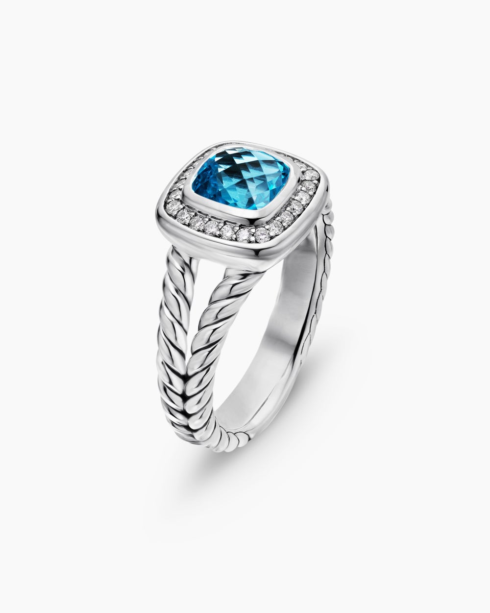 Womens Petite Albion Ring in Sterling Silver with Diamonds, 7mm