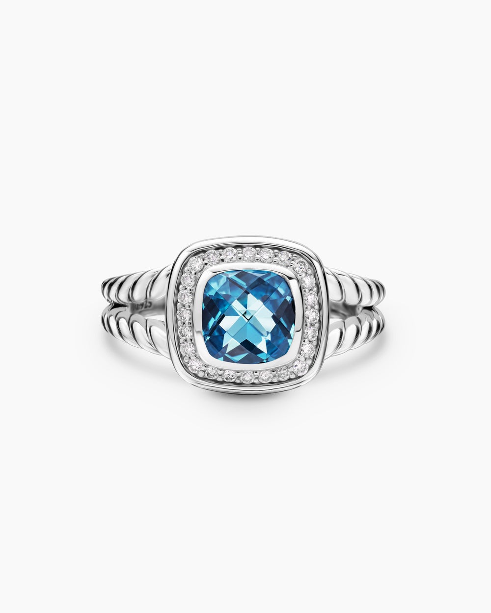 Womens Petite Albion Ring in Sterling Silver with Diamonds, 7mm