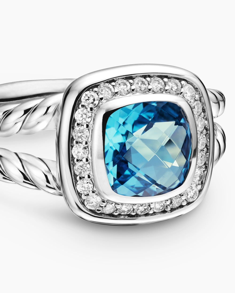 Womens Petite Albion Ring in Sterling Silver with Diamonds, 7mm