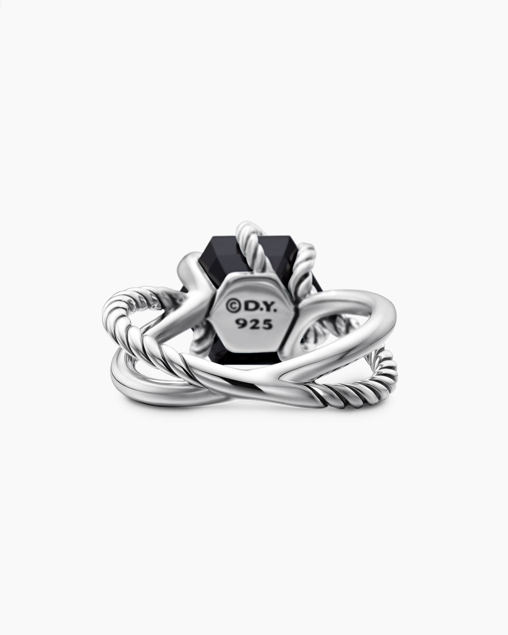 Bague Cable Wrap en argent sterling avec onyx noir et pavé de diamants pour femmes