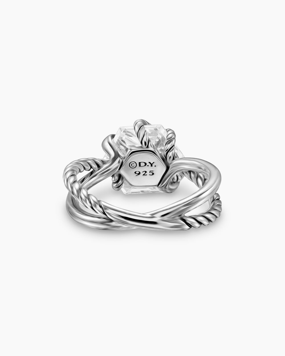 Womens Cable Wrap Ring in Sterling Silver with Diamonds, 11mm