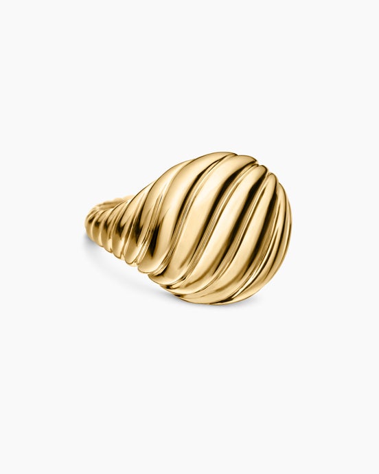 Chevalière torsade sculptée en or jaune 18 carats