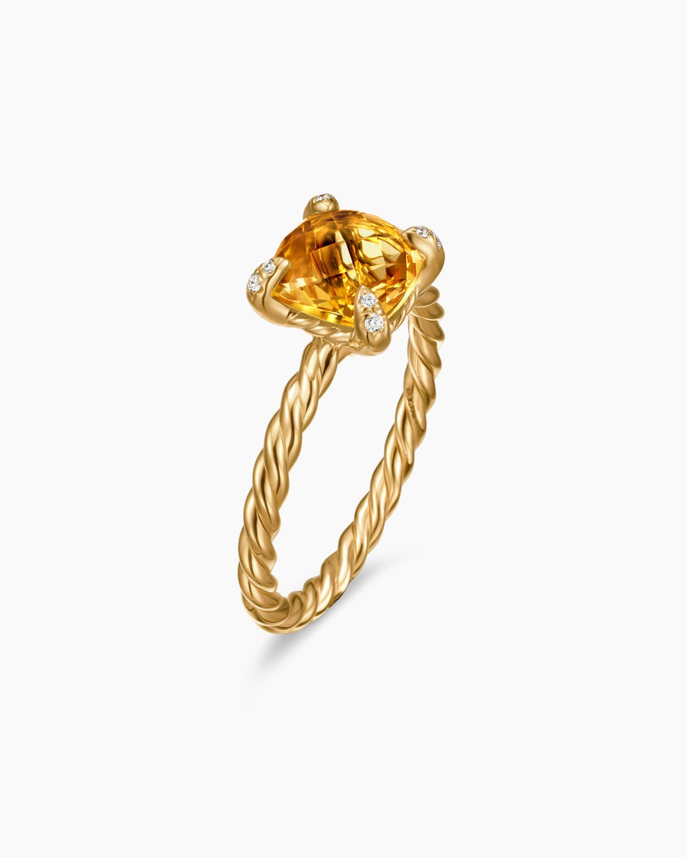 Womens Chatelaine Ring in 18K Yellow Gold with Diamonds, 7mm
