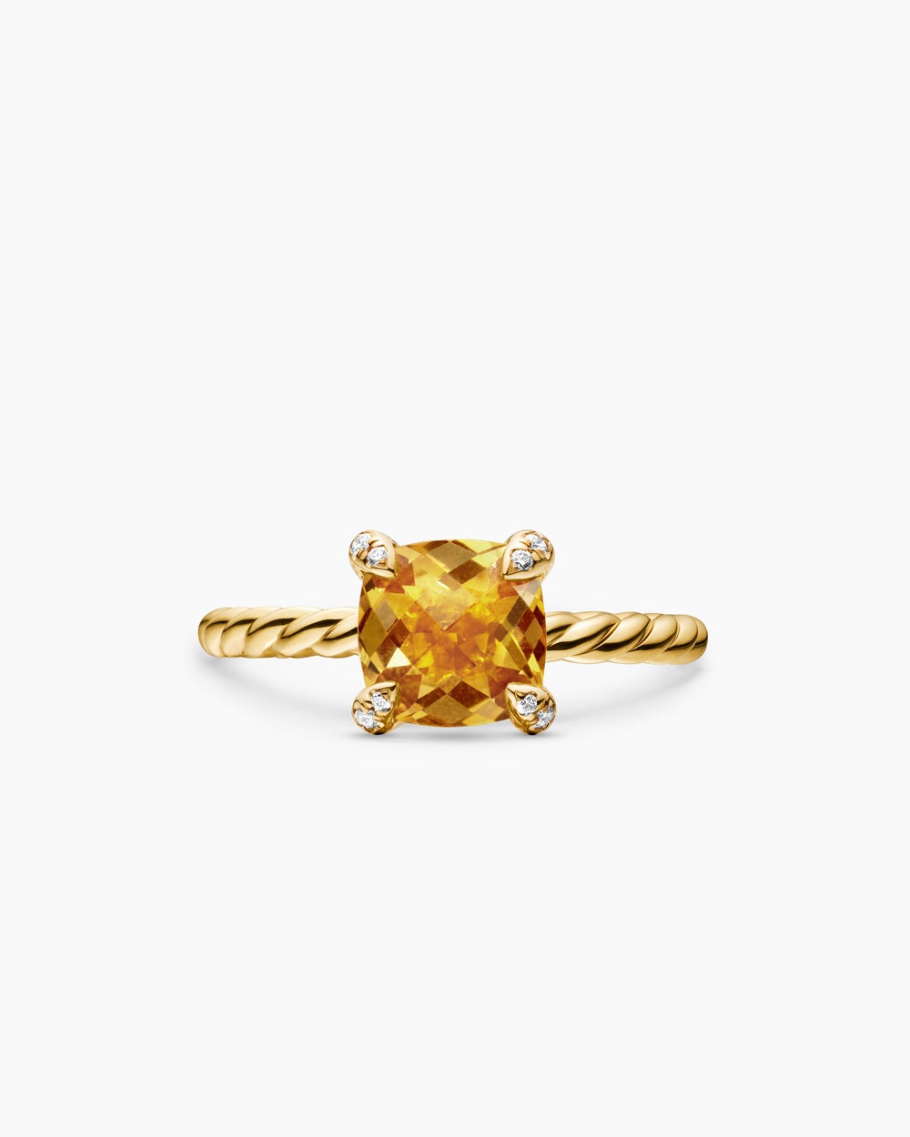 Womens Chatelaine Ring in 18K Yellow Gold with Diamonds, 7mm