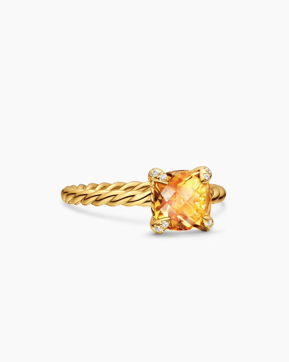 Womens Chatelaine Ring in 18K Yellow Gold with Diamonds, 7mm
