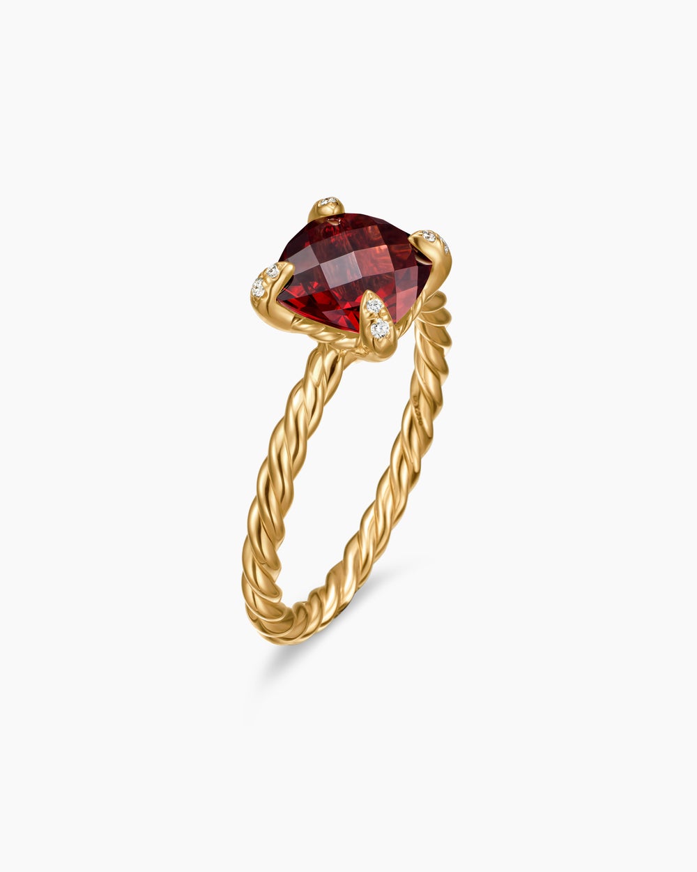Womens Chatelaine® Ring in 18K Yellow Gold with Garnet and Diamonds, 7mm