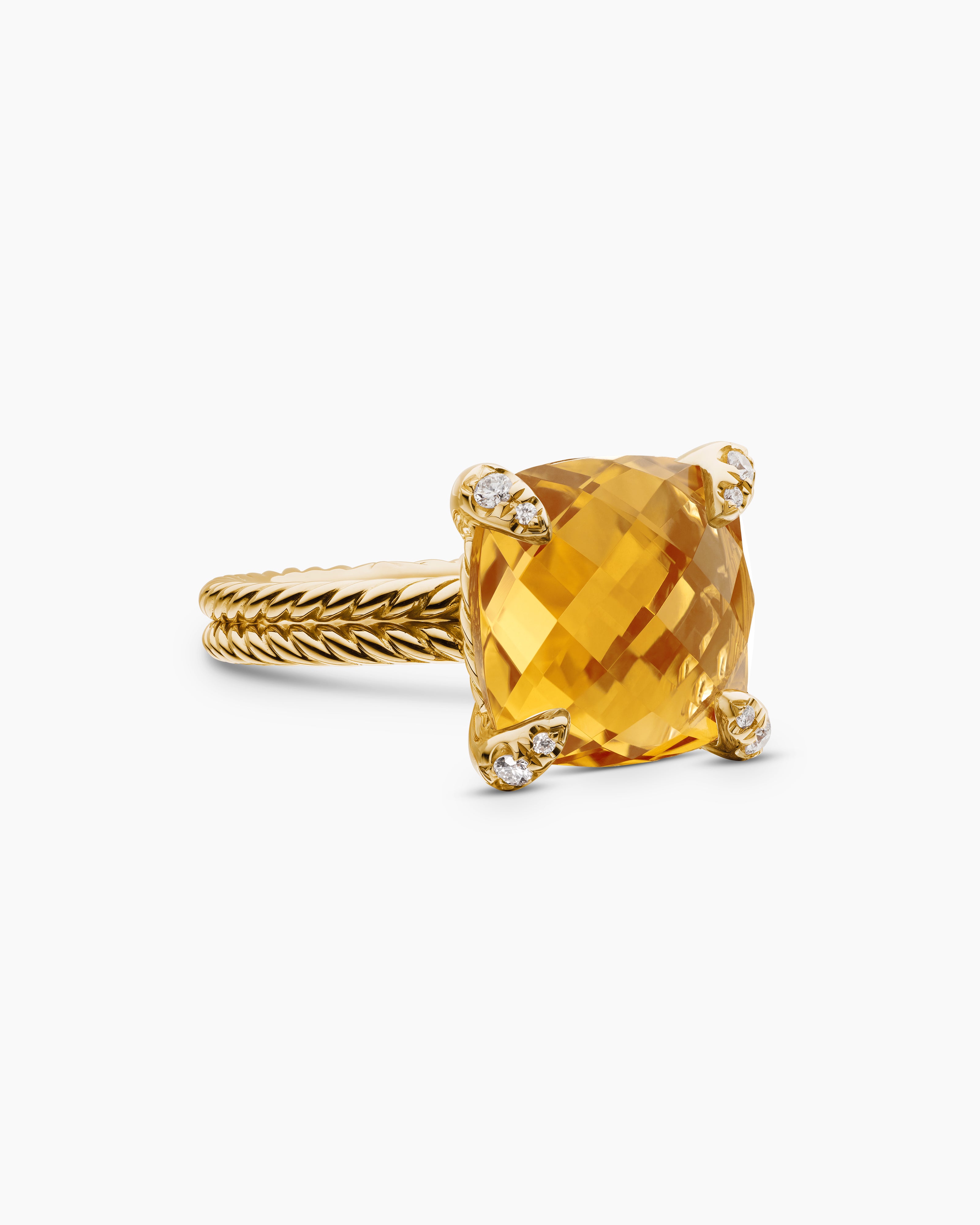 Womens Chatelaine Ring in 18K Yellow Gold with Diamonds, 11mm