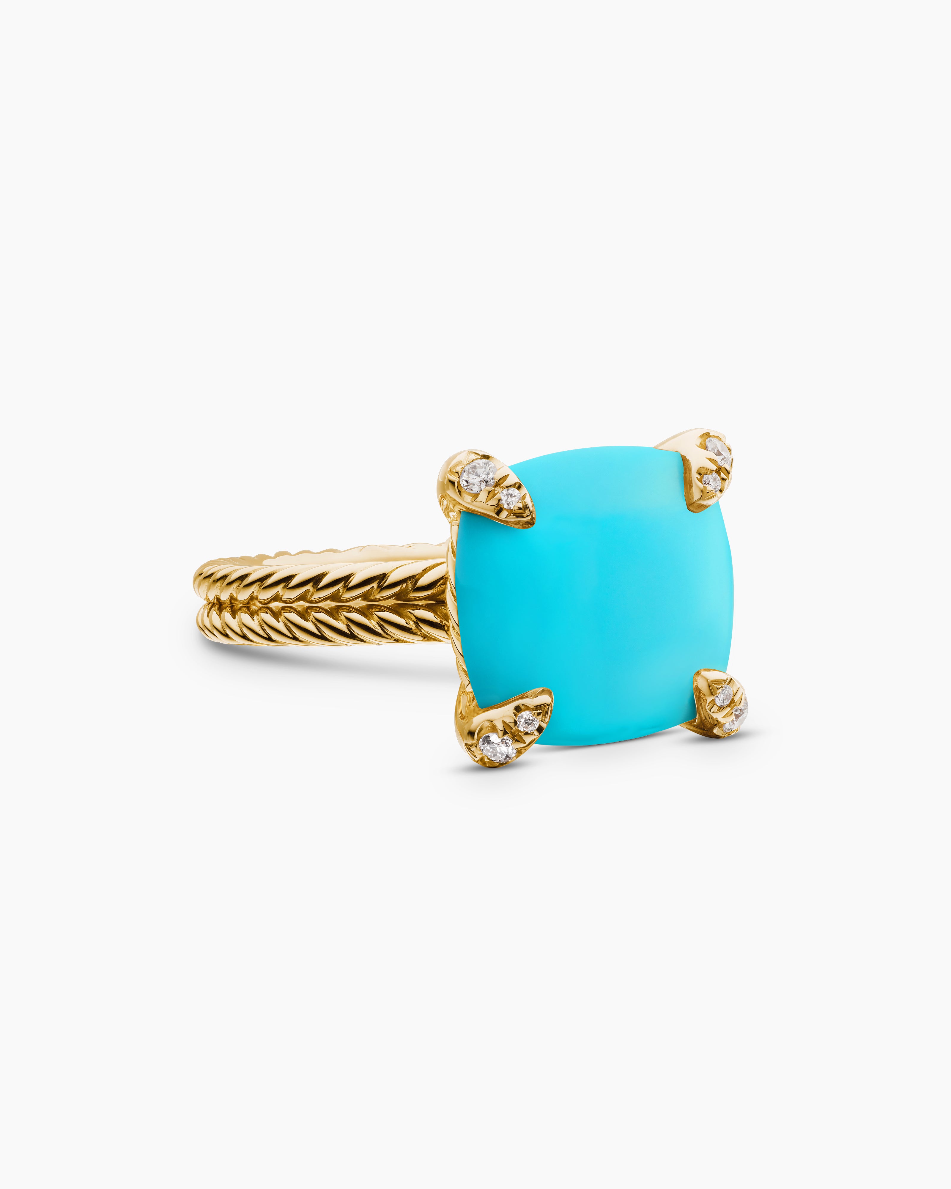 Womens Chatelaine Ring in 18K Yellow Gold with Diamonds, 11mm