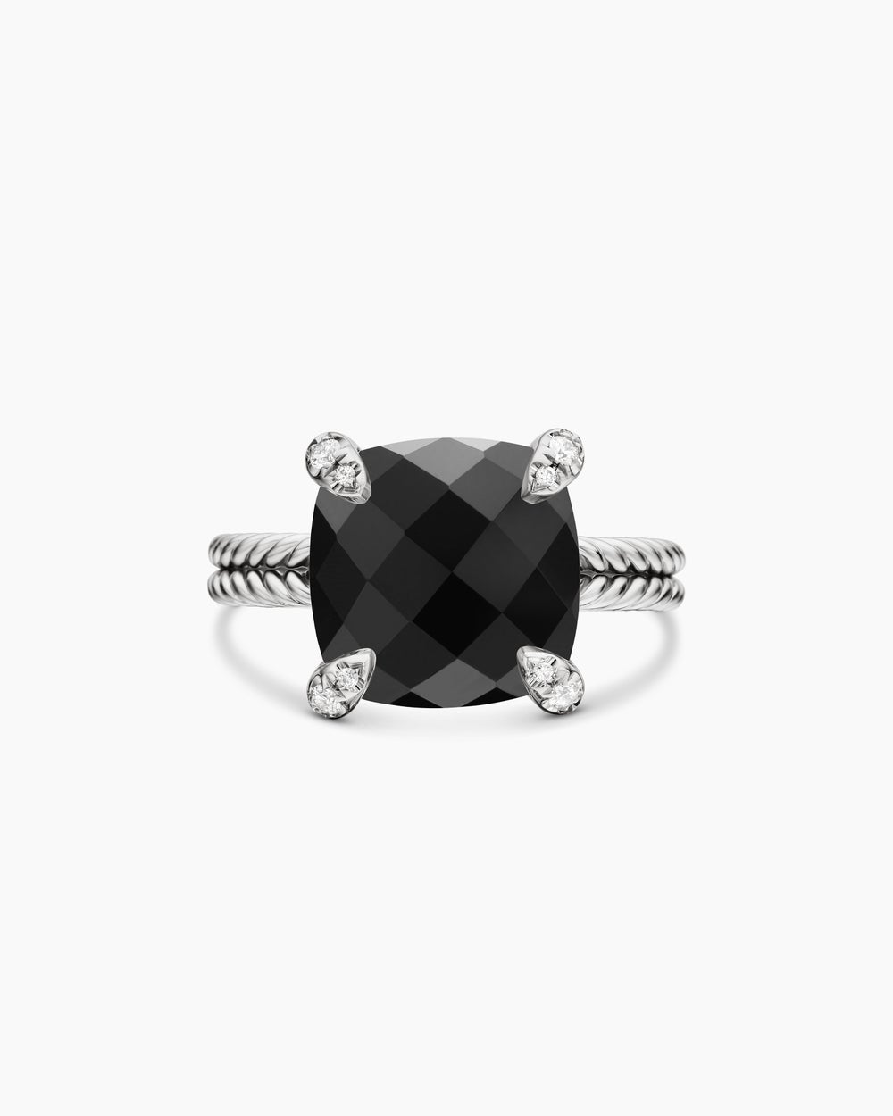 Womens Chatelaine Ring in Sterling Silver with Diamonds, 11mm