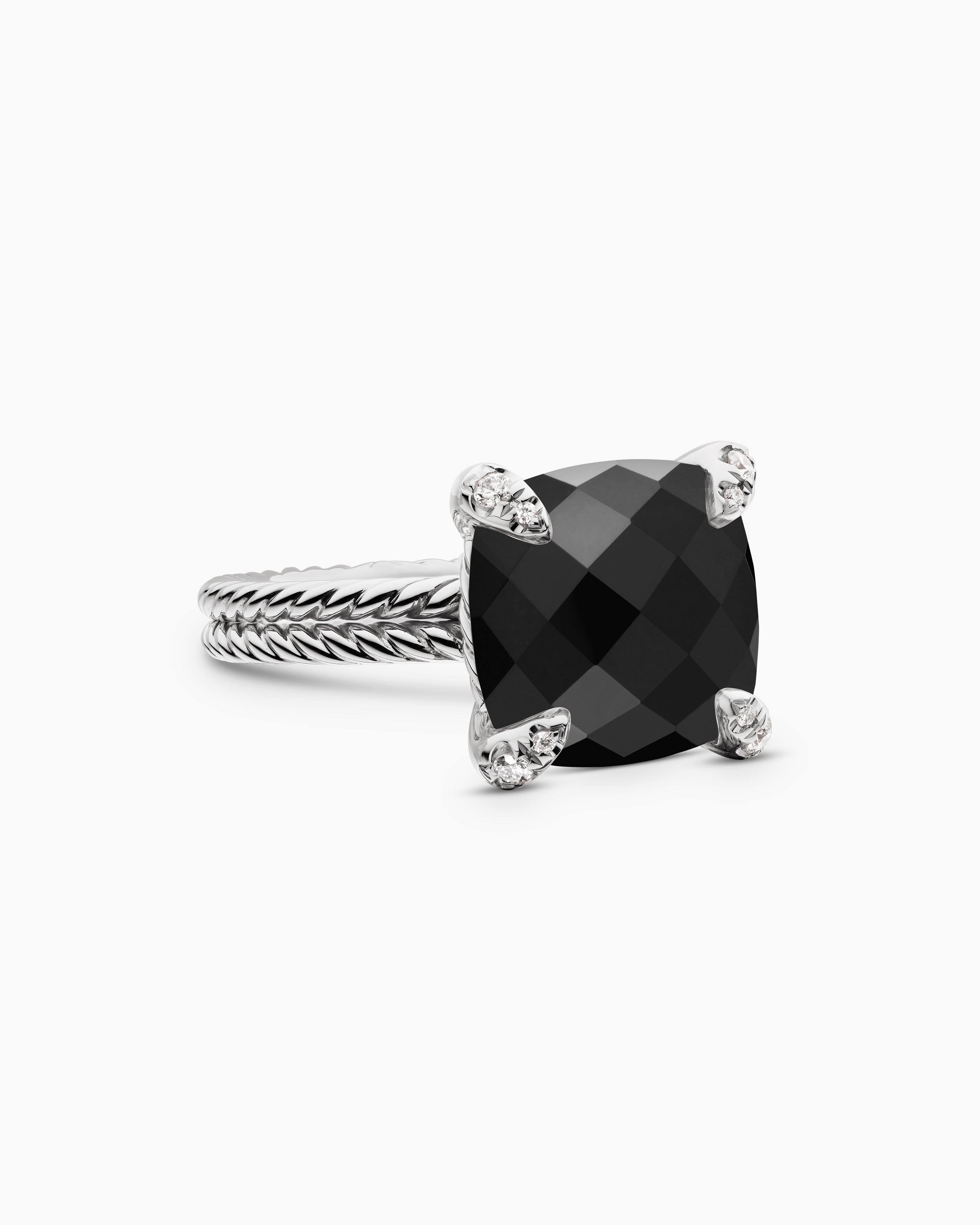 Womens Chatelaine Ring in Sterling Silver with Diamonds, 11mm