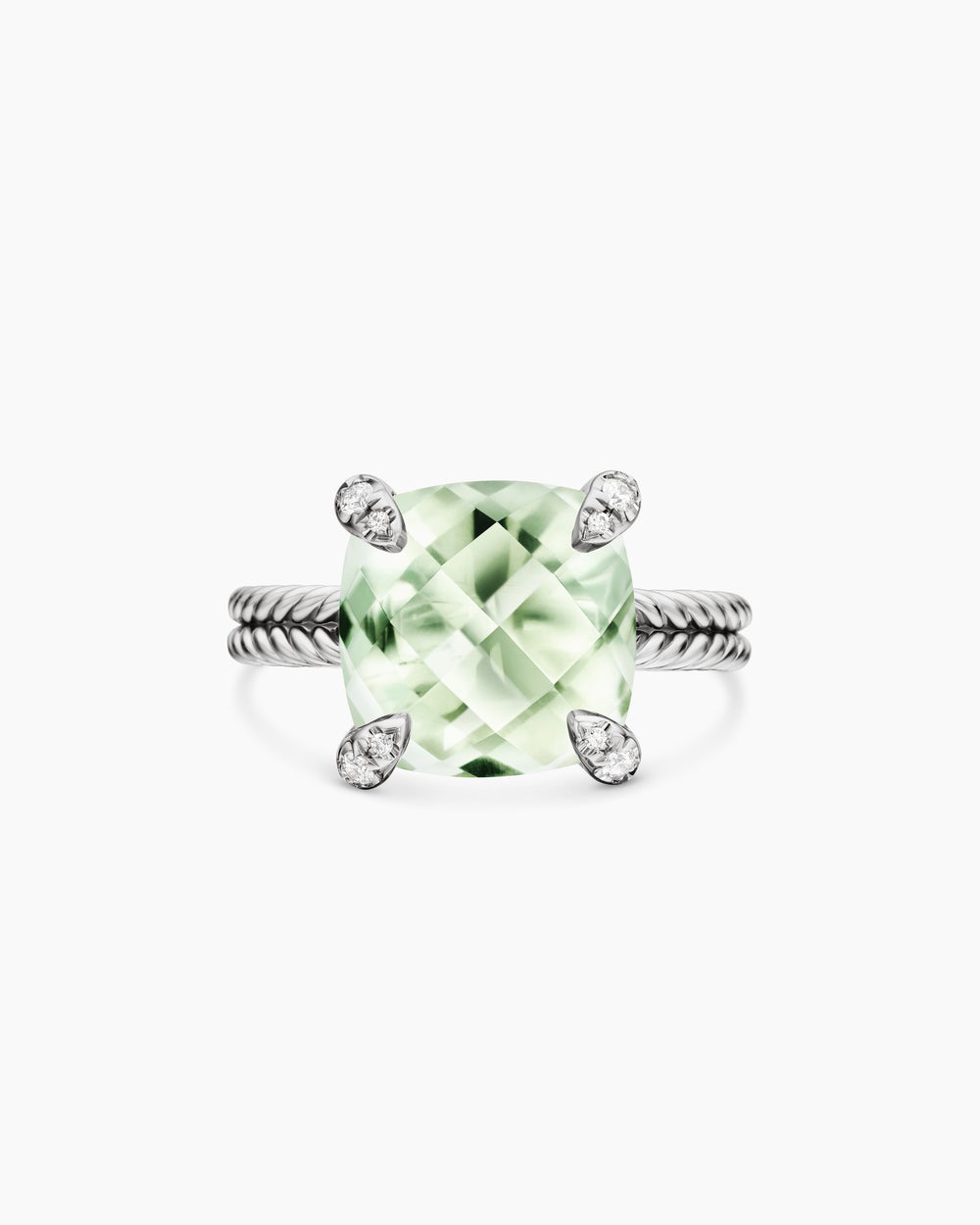 Womens Chatelaine Ring in Sterling Silver with Diamonds, 11mm