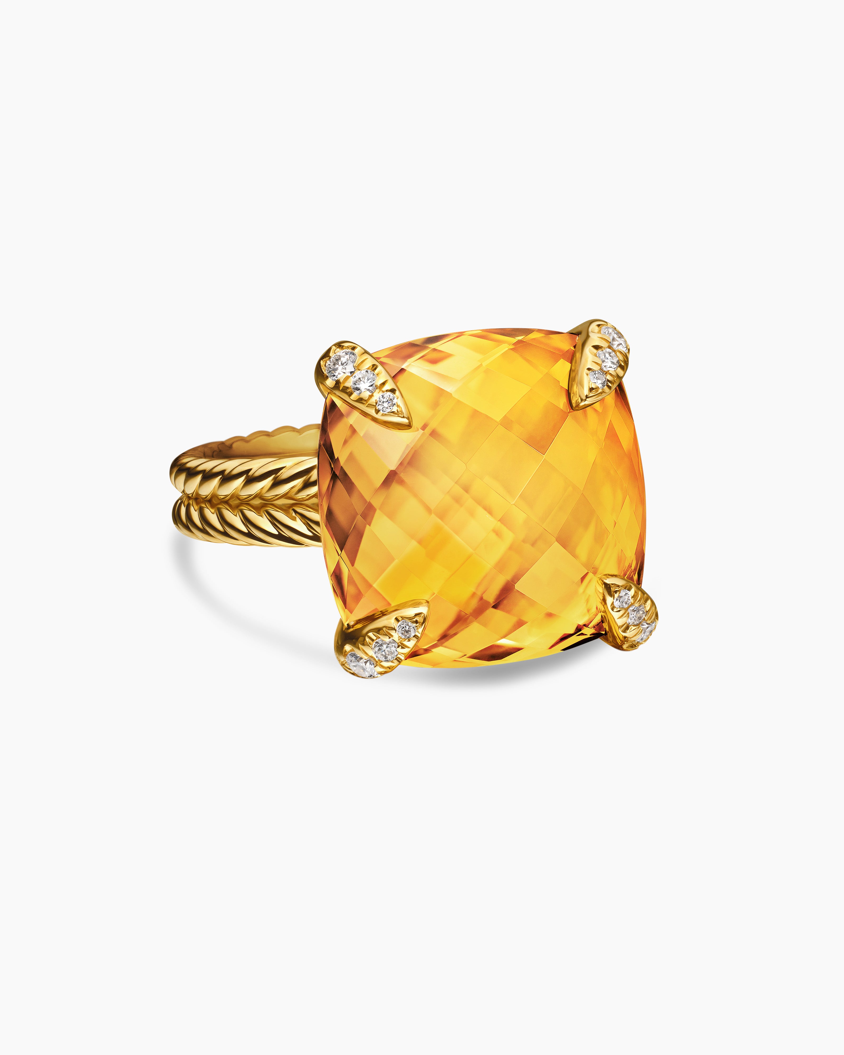 Bague Chatelaine en or jaune 18 carats avec diamants, 14 mm femmes 
