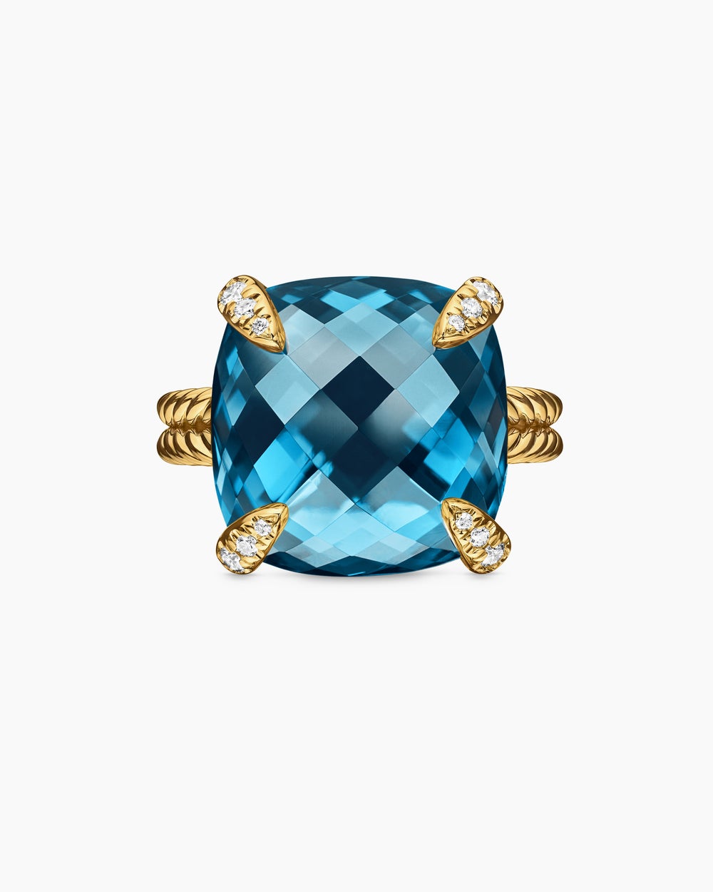 Womens Chatelaine Ring in 18K Yellow Gold with Diamonds, 14mm