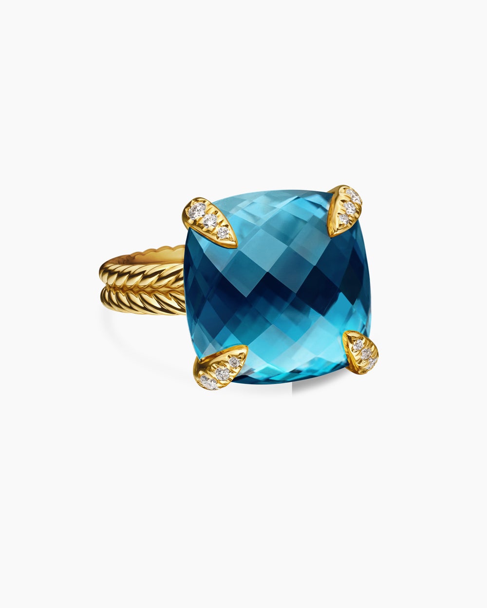 Womens Chatelaine Ring in 18K Yellow Gold with Diamonds, 14mm