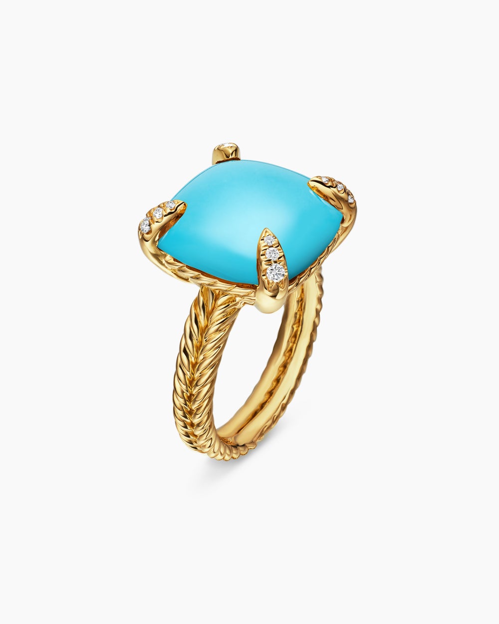 Womens Chatelaine® Ring in 18K Yellow Gold with Turquoise and Diamonds, 14mm