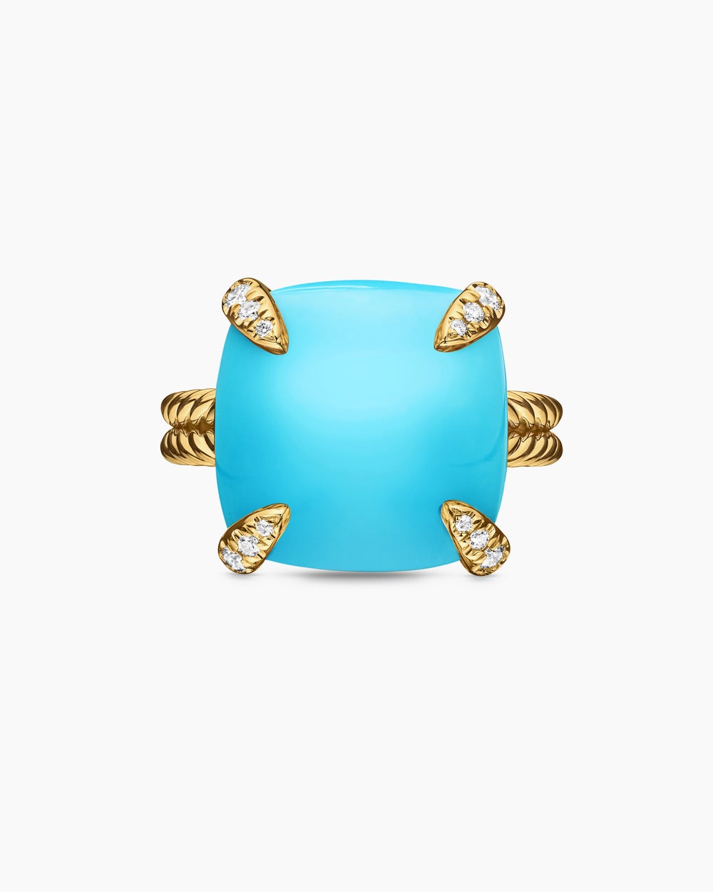Womens Chatelaine® Ring in 18K Yellow Gold with Turquoise and Diamonds, 14mm
